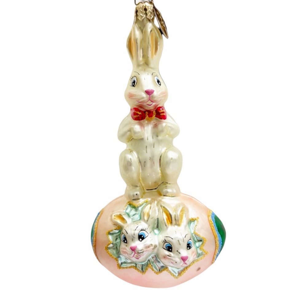Christopher Radko | Retired Bunny Tumble Easter Ornament Vintage Egg